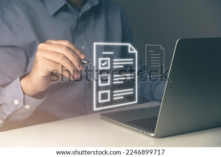 Digital transformation, online business contract with checkbox to e-signing digital, document management, icon concept. Royalty-Free Stock Photo #2246899717