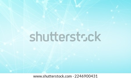 Abstract blue white polygonal tech network with connect technology background. Abstract dots and lines texture background. 3d rendering.