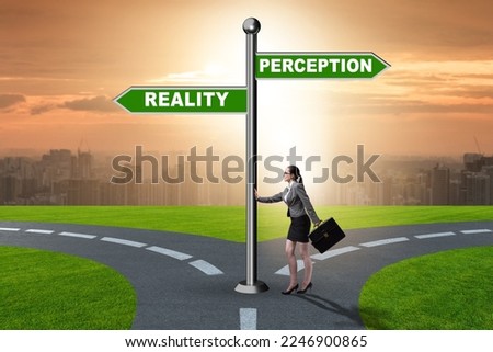 Concept of choosing perception or reality Royalty-Free Stock Photo #2246900865