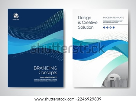 Template vector design for Brochure, AnnualReport, Magazine, Poster, Corporate Presentation, Portfolio, Flyer, infographic, layout modern with blue color size A4, Front and back, Easy to use and edit. Royalty-Free Stock Photo #2246929839