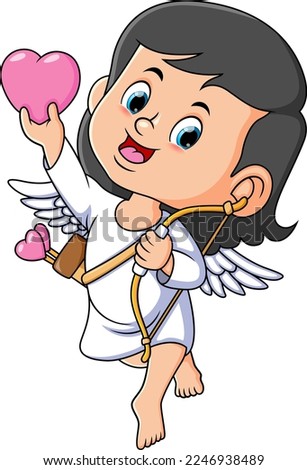 The cupid girl is giving the love and spread the happiness of illustration
