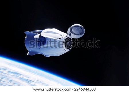 Spaceship in space. Elements of this image furnished by NASA. High quality photo