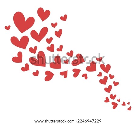 Vector composition with hearts. Symbol of love. Valentine's day. Simple flying red hearts scatter for invitation card.