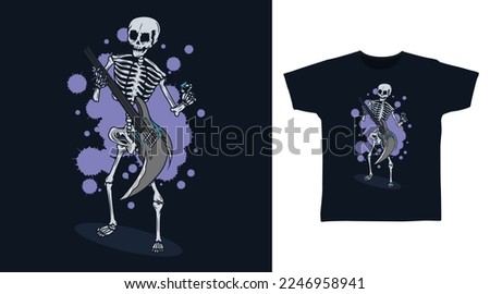 Skeleton guitar t shirt and apparel design concepts