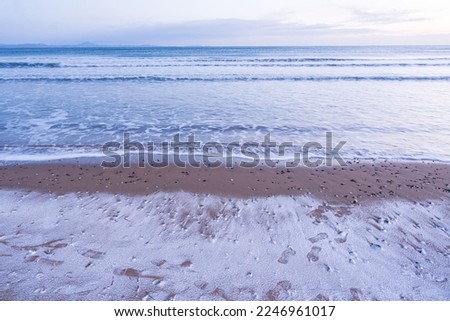 Sea view. Winter beach. blur due to long exposure. High quality photo