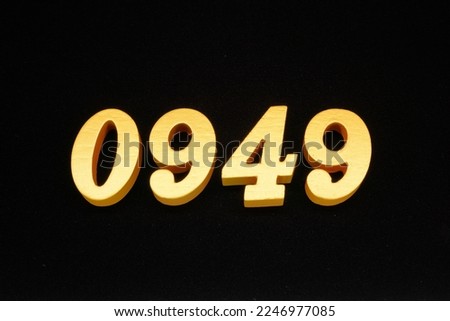 Image title: Golden Arabic numerals Image description: Made from 1cm thick wood painted in gold on a black background, looks like a 3D image, but not from a 3D illustration or 3D rendering program.
