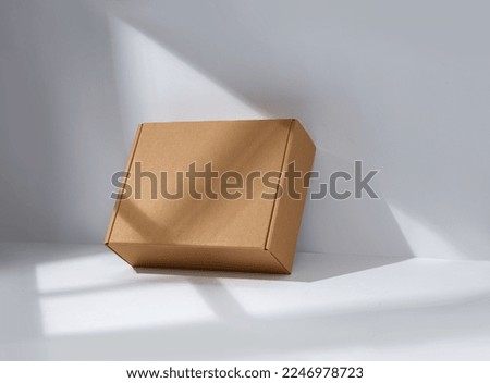 Empty cardboard Box with window shadow  Royalty-Free Stock Photo #2246978723