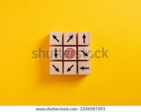 Goal disorientation. Inability to set the right business objectives. Failure to reach the target goals. Unrealistic and inaccurate company goals. Royalty-Free Stock Photo #2246987493