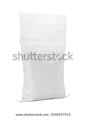 Sand bag or white plastic canvas sack for rice or agriculture product isolated on white background Royalty-Free Stock Photo #2246997413