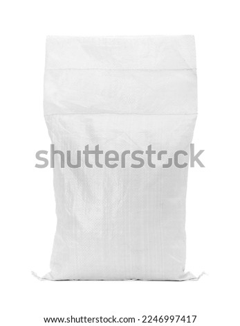 Sand bag or white plastic canvas sack for rice or agriculture product isolated on white background Royalty-Free Stock Photo #2246997417