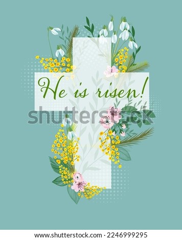 He is risen . Symbol for congratulations on the Resurrection of Christ. Vector illustration Royalty-Free Stock Photo #2246999295