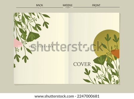 set of book cover designs with hand drawn floral decorations. elegant and simple foliage background. size A4 For notebooks, planners, brochures, books, catalogs