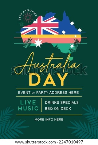 VECTORS. Editable poster template for Australia day, January 26, public holiday, party, event, invitation Royalty-Free Stock Photo #2247010497