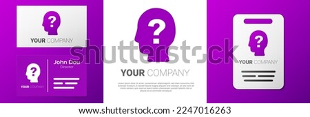 Logotype Human head with question mark icon isolated on white background. Logo design template element. Vector