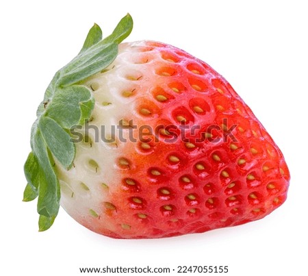 Fresh strawberries on white background,  Red strawberries Pine berry or Hula strawberry Isolate on white with clipping path. Royalty-Free Stock Photo #2247055155