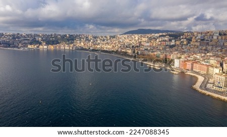 Aerial view of the Caracciolo waterfront and Mergellina district in Naples, Italy. Royalty-Free Stock Photo #2247088345