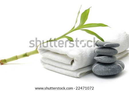 pebbles flowers and towels - body care Royalty-Free Stock Photo #22471072