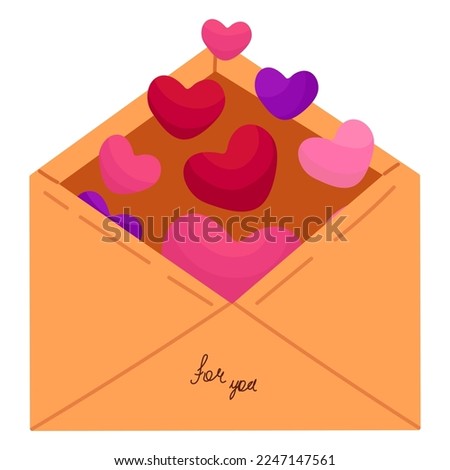 Single hand drawn love letter
for Valentine s day. Vector illustration clip art. Cute element for greeting cards, posters, stickers and seasonal design. Isolated on white background.