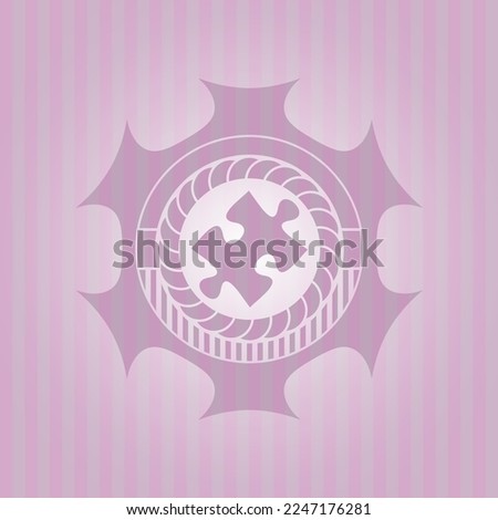 jigsaw puzzle piece icon inside pink icon or emblem. Vector design. 