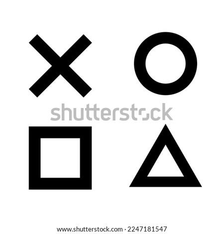 Vector set of game controller button icon. Black logo of cross, circle, square, and triangle.  Can be used for variative purposes. Royalty-Free Stock Photo #2247181547