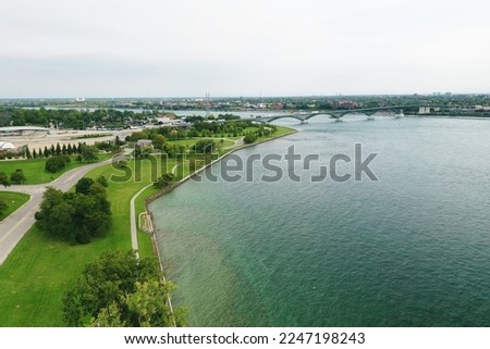 An aerial scene of the shoreline at Fort Erie, Ontario, Canada