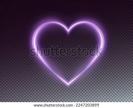 Heart pink with flashes isolated on transparent background. Light heart for holiday cards, banners, invitations. Heart-shaped gold wire glow. 	
