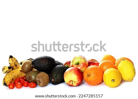 selection of fruits on white background no people stock photo 
