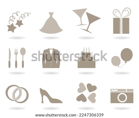 Icons on a theme wedding. A vector illustration