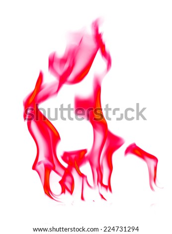 Red fire and flames on white background