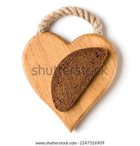 Rye bread slices isolated over white background. Flat lay, top view.
