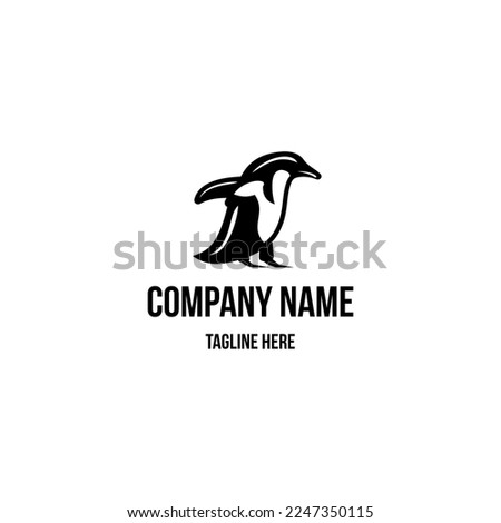 Penguin logo design icon. Penguin design inspiration. Bird logo design template. Animal symbol logotype. Penguin symbol silhouette.