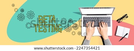 Beta testing with person using a laptop computer
