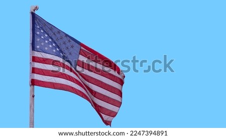 illustration of American Flag waving in sky backdrop