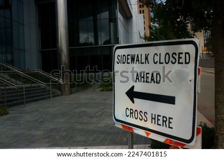 Sidewalk closed sign deployed in Richmond, Virginia