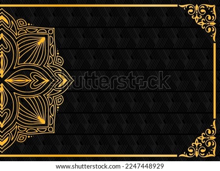 design vector template of elegant gold half mandala pattern on black background