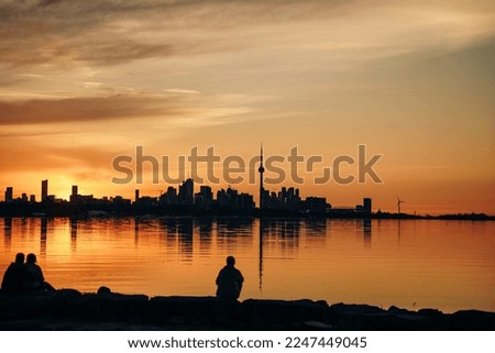 Panoramic view of Toronto skyline at sunrise, Ontario, Canada. High quality photo