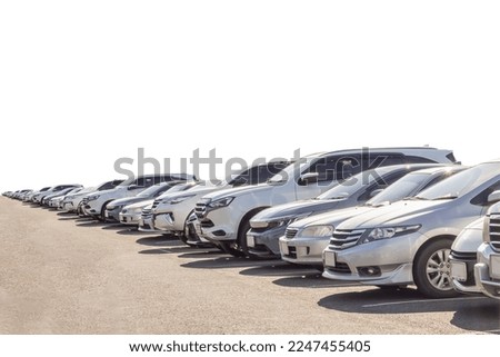 Lot of used car for sales in stock isolated Royalty-Free Stock Photo #2247455405