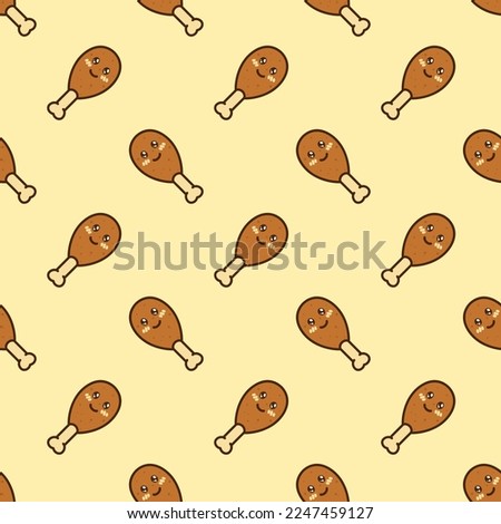 vector icon of cute doodle pattern fast food fried chicken