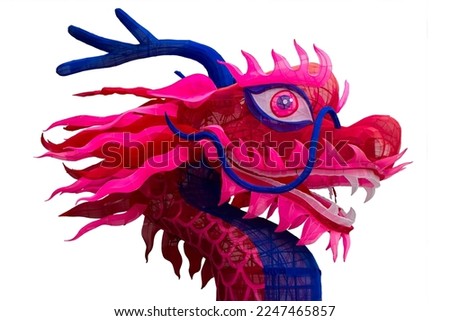  Beautiful red dragon isolated on white background