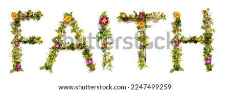 Blooming Flower Letters Building English Word Faith