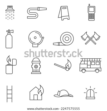 fire fighter vector icon set emergency rescue and protection icon set