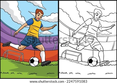 Soccer Coloring Page Colored Illustration