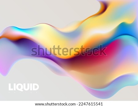 Colorful fluid 3D shapes. Abstract liquid gradient elements on light background. Royalty-Free Stock Photo #2247615541
