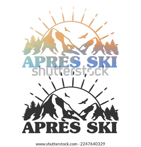Apres Ski Illustration Clip Art Design Shape. Winter Sports Silhouette Icon Vector.