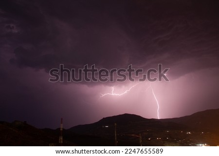 Pictures of lightning in a Moroccan city
