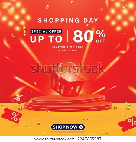Realistic 3D style podium vector banner for web or social media shopping online. Royalty-Free Stock Photo #2247655987
