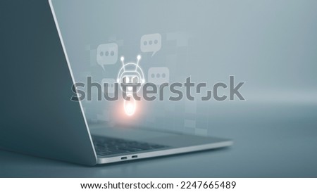 Artificial intelligence chatbot conversation assistant. Person using online customer contact service ai chatbot automated application support and CRM software technology Royalty-Free Stock Photo #2247665489