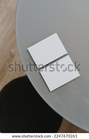 Aesthetic branding or invitation card template. Blank paper invitation card sheet with empty mock up copy space