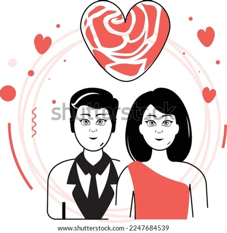 Newly Wed Couple Vector Icon Design, Valentines Day Symbol, Love and Romance Sign, Friendship and Love sickness stock illustration, pair bonded relationship concept