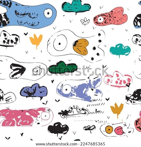 Seamless childish pattern with funny fishes. Creative scandinavian kids texture for fabric, wrapping, textile, wallpaper, apparel. Vector illustration background in yellow and blue.
